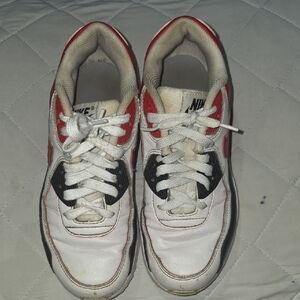 Nike Kids White and Black Sneakers with Red Accents